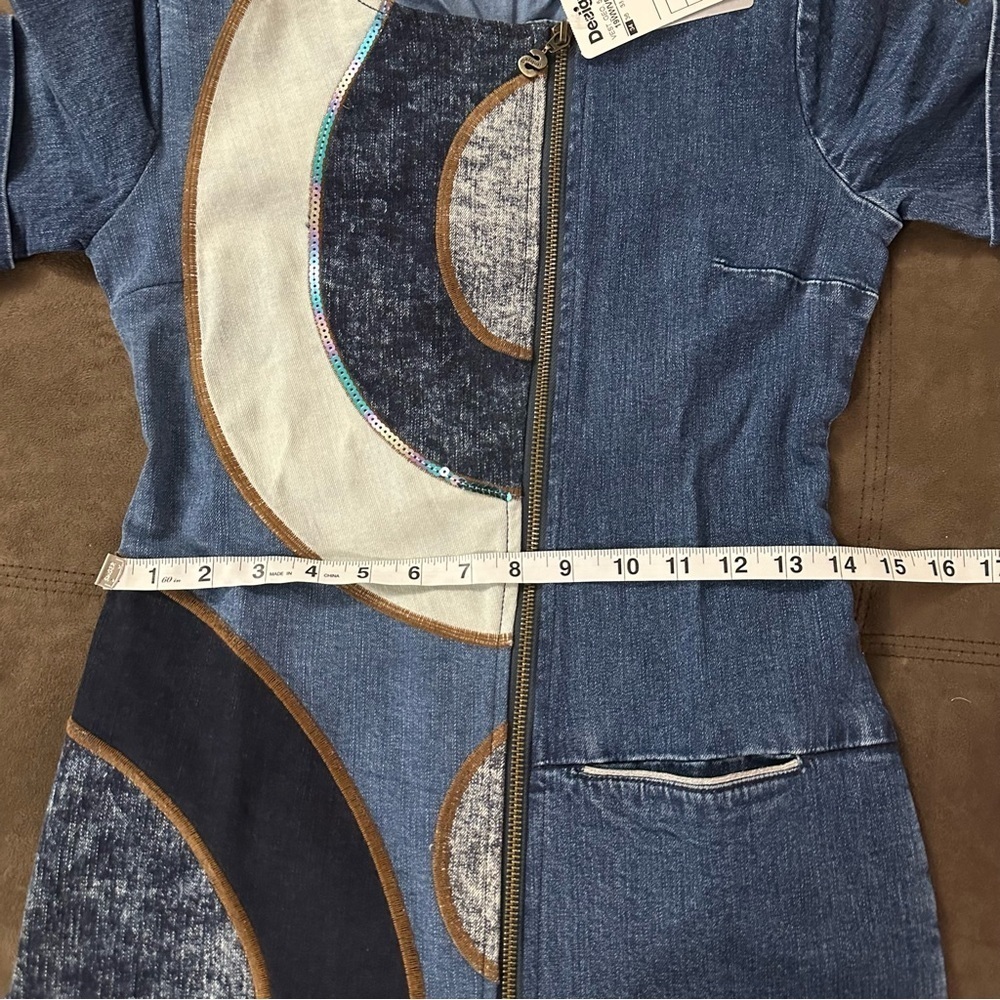 NWT Desigual Blue Denim Short Sleeve Mini Jean Dress Size 34 US 4 - Picture 13 of 16